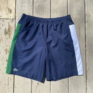 Lacoste Sport Drawstring Swim Trunks Shorts Colorblock Blue Green Classic Large